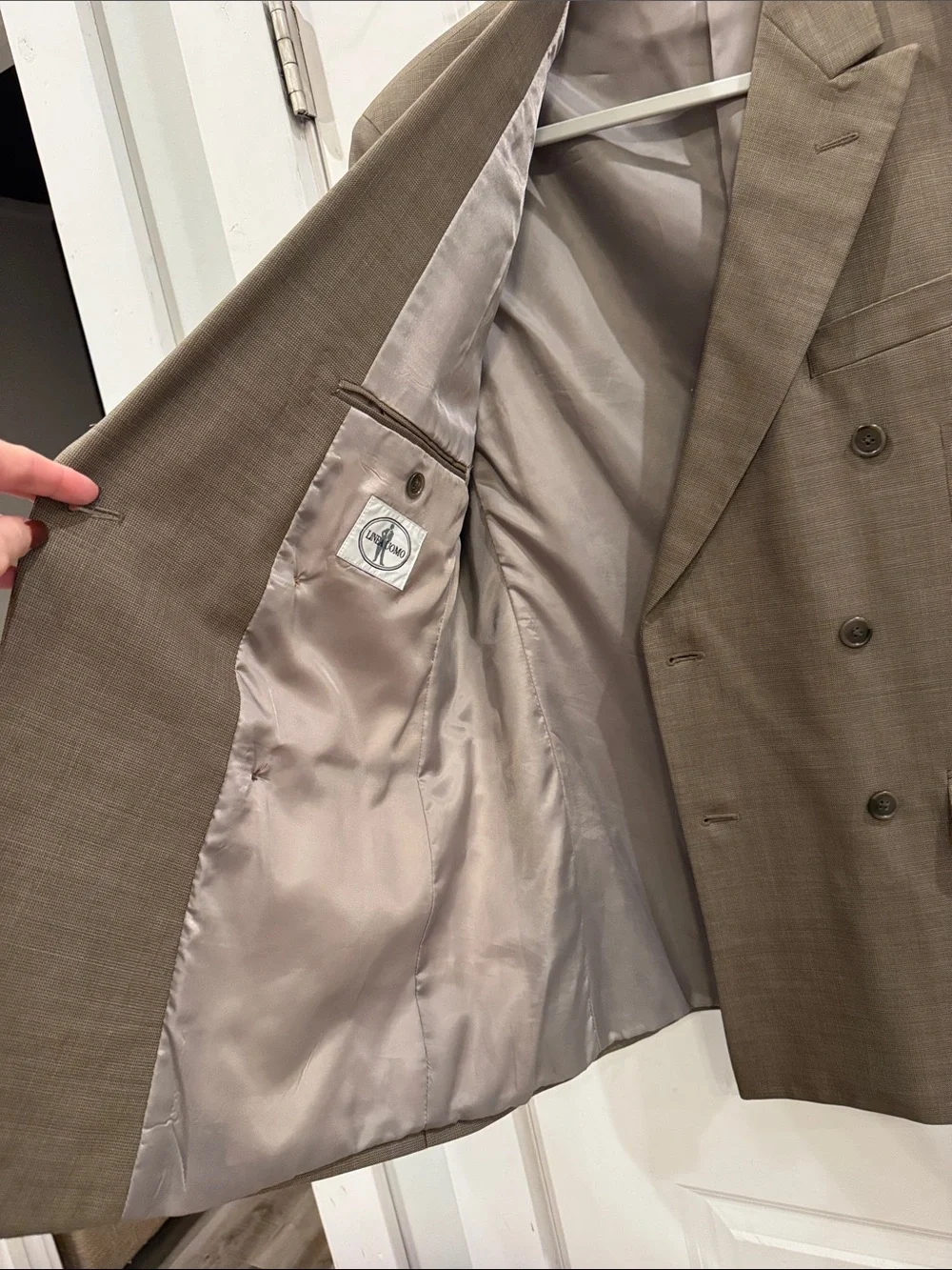 38 Short Linea Uomo Men's Double-Breasted Tailored Brown Suit Blazer